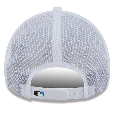 Men's New Era White Miami Marlins 2026 Batting Practice Apex 9FORTY Adjustable Trucker Hat