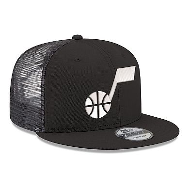 Men's New Era Black Utah Jazz Core Logo Meshback 9FIFTY Snapback Hat