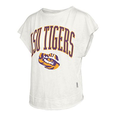 Women's Pressbox Cream LSU Tigers Nelson Movement Open Back Slub T-Shirt