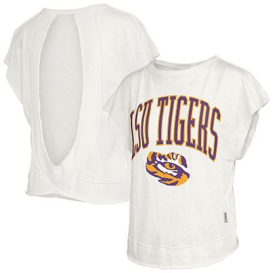 Women's Pressbox Cream LSU Tigers Nelson Movement Open Back Slub T-Shirt