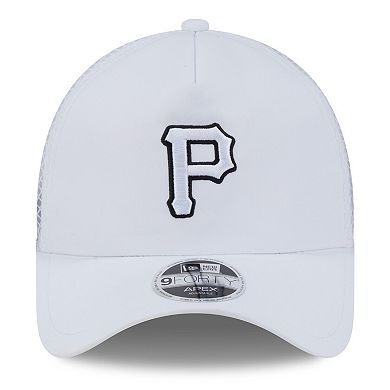 Men's New Era White Pittsburgh Pirates 2026 Batting Practice Apex 9FORTY Adjustable Trucker Hat