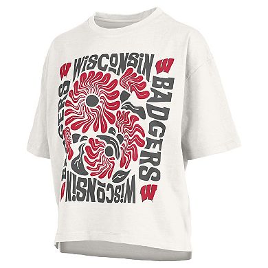 Women's Pressbox White Wisconsin Badgers Elena Oversized T-Shirt