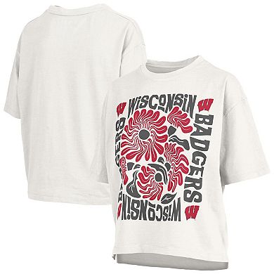 Women's Pressbox White Wisconsin Badgers Elena Oversized T-Shirt