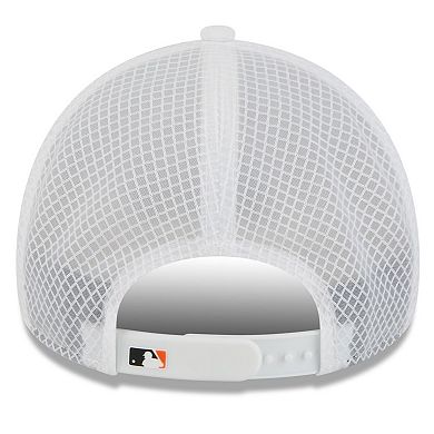 Men's New Era White Baltimore Orioles 2026 Batting Practice Apex 9FORTY Adjustable Trucker Hat