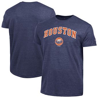 Men's Champion Navy Houston Astros Cooperstown Wordmark Lockup Tri-Blend T-Shirt