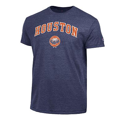 Men's Champion Navy Houston Astros Cooperstown Wordmark Lockup Tri-Blend T-Shirt