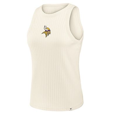 Women's Fanatics Cream Minnesota Vikings Star Play Tri-Blend Ribbed Tank Top