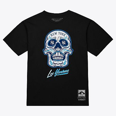 Women's Mitchell & Ness Black New York Yankees Sugar Skull Boxy T-Shirt
