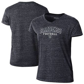 Women's Champion Black Las Vegas Raiders Triumph Tri-Blend V-Neck T-Shirt