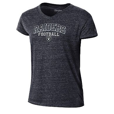 Women's Champion Black Las Vegas Raiders Triumph Tri-Blend V-Neck T-Shirt