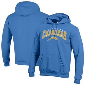 Men's Champion Powder Blue Los Angeles Chargers Powerblend Arch over Logo Hoodie
