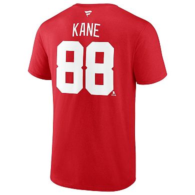 Men's Fanatics Patrick Kane Red Detroit Red Wings Authentic Stack Name & Number T-Shirt