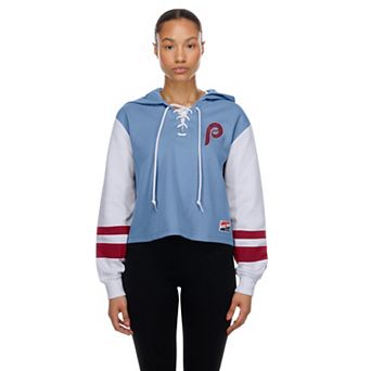 Women's New Era Light Blue Philadelphia Phillies Boxy Lace-Up Hoodie