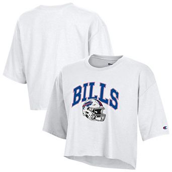 Women's Champion White Buffalo Bills Boyfriend Cropped T-Shirt