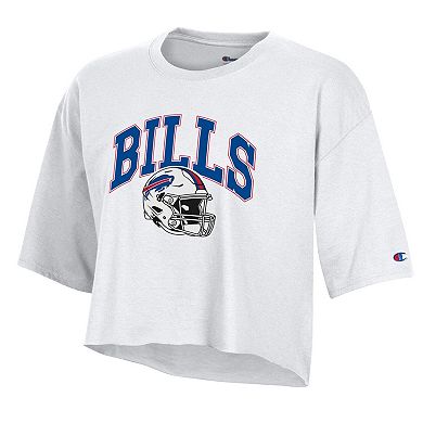 Women's Champion White Buffalo Bills Boyfriend Cropped T-Shirt