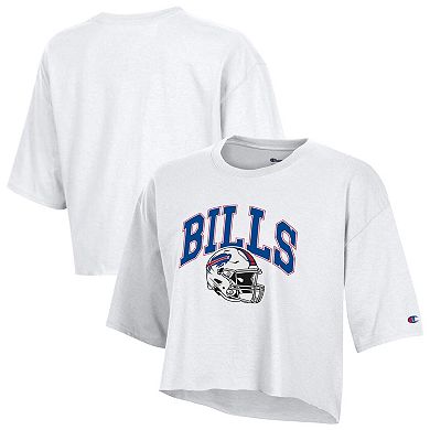 Women's Champion White Buffalo Bills Boyfriend Cropped T-Shirt