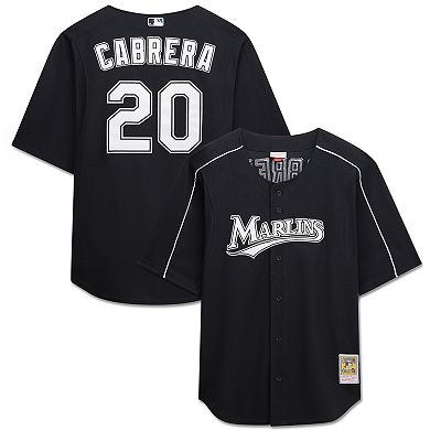 Men's Mitchell & Ness Miguel Cabrera Black Miami Marlins Big & Tall Cooperstown Mesh Batting Practice Jersey