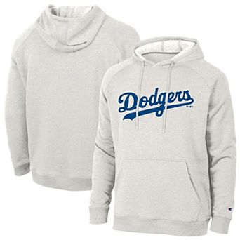 Men's Champion Cream Los Angeles Dodgers Triumph Tri-Blend Raglan Hoodie