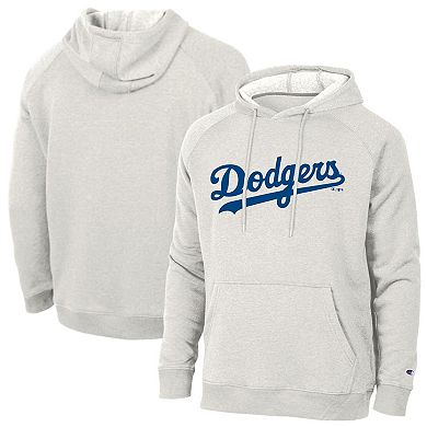 Men's Champion Cream Los Angeles Dodgers Triumph Tri-Blend Raglan Hoodie