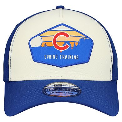 Men's New Era Stone/Royal Chicago Cubs 2026 Spring Training Fan Pack Gradient 39THIRTY Flex Hat
