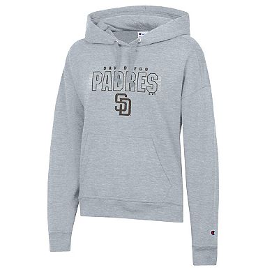 Women's Champion Heather Gray San Diego Padres Distressed Powerblend Hoodie