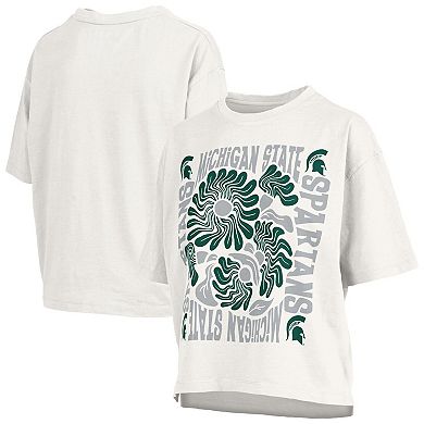 Women's Pressbox White Michigan State Spartans Elena Oversized T-Shirt