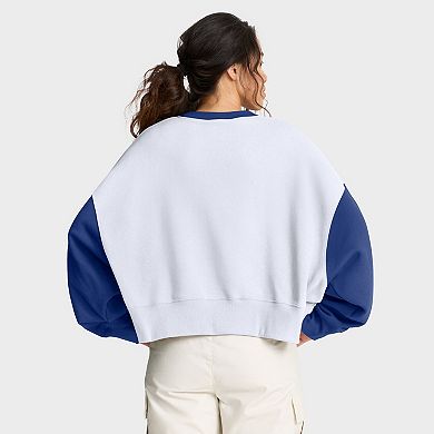 Women's Nike White/Royal Chicago Cubs Oversized High Hip Fleece Sweatshirt