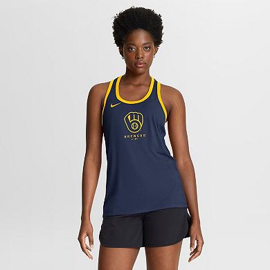 Women's Nike Navy Milwaukee Brewers Tri-Blend Dri-FIT Racerback Tank Top