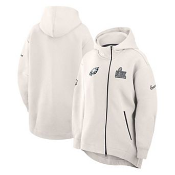 Women's Nike Cream Philadelphia Eagles Super Bowl LIX Opening Night Tech Fleece Full-Zip Hoodie