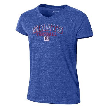 Women's Champion Royal New York Giants Triumph Tri-Blend V-Neck T-Shirt