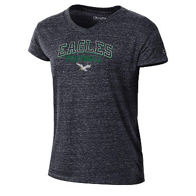 Women's Champion Black Philadelphia Eagles Triumph Tri-Blend V-Neck T-Shirt
