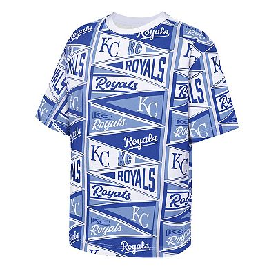 Youth Outerstuff Blue Kansas City Royals All-Over Pennant T-Shirt