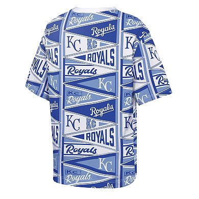 Youth Outerstuff Blue Kansas City Royals All-Over Pennant T-Shirt