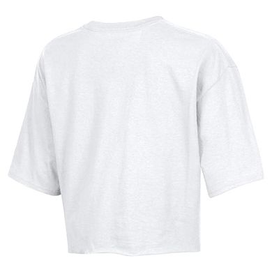 Women's Champion White Denver Broncos Boyfriend Cropped T-Shirt