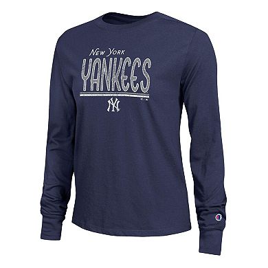Women's Champion Navy New York Yankees Long Sleeve T-Shirt