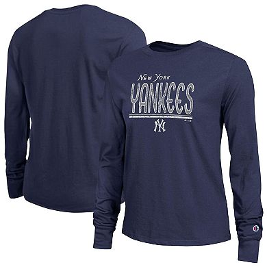Women's Champion Navy New York Yankees Long Sleeve T-Shirt
