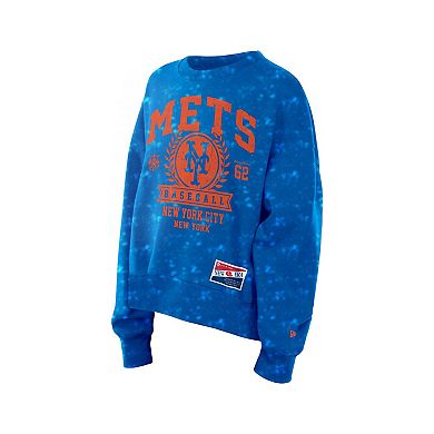 Women's New Era Royal New York Mets Throwback Oversized Boxy Sweatshirt