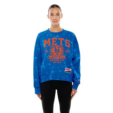 Women's New Era Royal New York Mets Throwback Oversized Boxy Sweatshirt