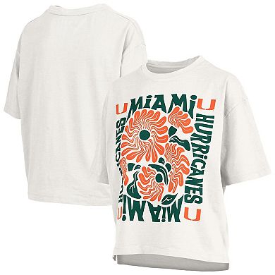Women's Pressbox White Miami Hurricanes Elena Oversized T-Shirt