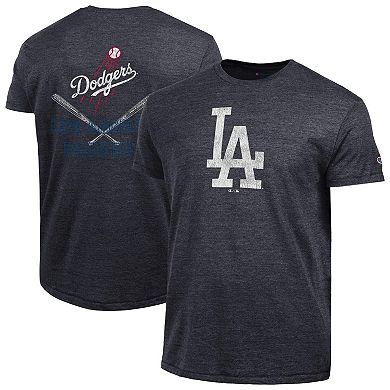 Men's Champion Heather Black Los Angeles Dodgers Tri-Blend T-Shirt