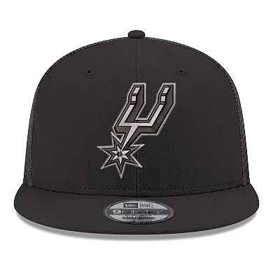 Men's New Era Black San Antonio Spurs Core Logo Meshback 9FIFTY Snapback Hat
