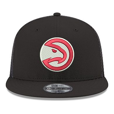 Men's New Era Black Atlanta Hawks Core Logo Meshback 9FIFTY Snapback Hat