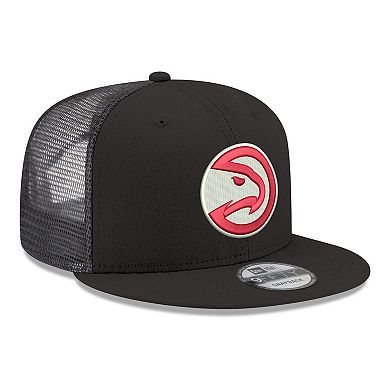 Men's New Era Black Atlanta Hawks Core Logo Meshback 9FIFTY Snapback Hat