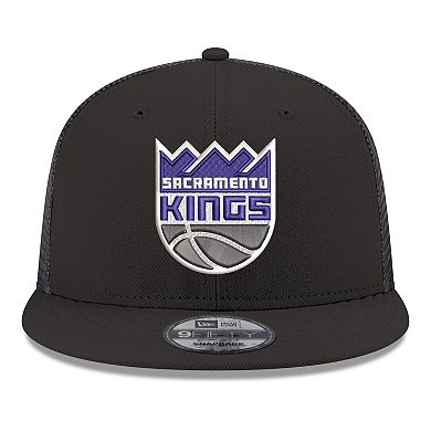 Men's New Era Black Sacramento Kings Core Logo Meshback 9FIFTY Snapback Hat