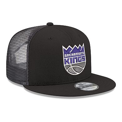 Men's New Era Black Sacramento Kings Core Logo Meshback 9FIFTY Snapback Hat