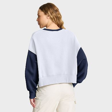 Women's Nike White/Navy Detroit Tigers Oversized High Hip Fleece Sweatshirt