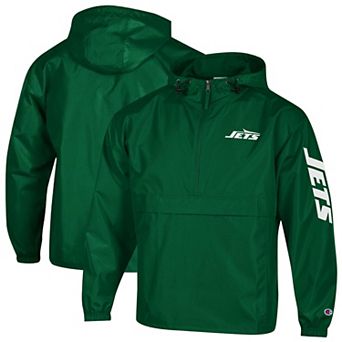 Men's Champion Green New York Jets Packable Windbreaker Half-Zip Jacket