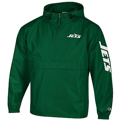 Men's Champion Green New York Jets Packable Windbreaker Half-Zip Jacket