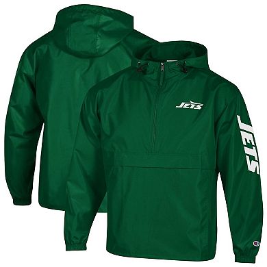 Men's Champion Green New York Jets Packable Windbreaker Half-Zip Jacket