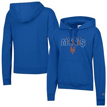 Women's Champion Royal New York Mets Distressed Powerblend Hoodie